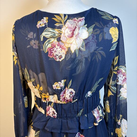 Babydoll Dress Baby Floral S Boho Romantic Long Sleeve Ruffle Waist - Picture 4 of 16